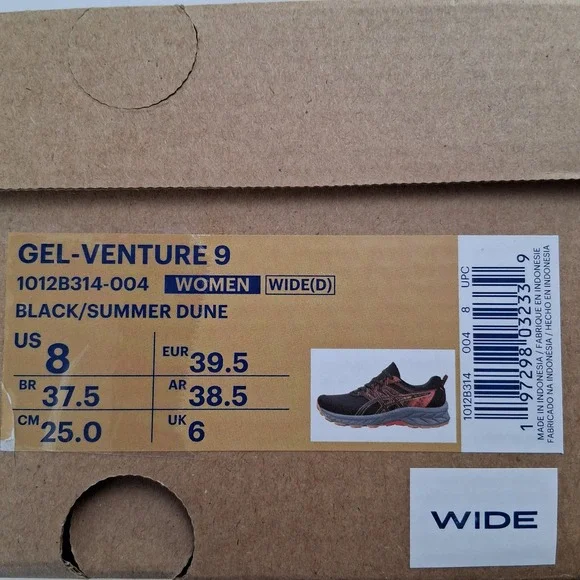 ASICS Gel-Venture 9 Women's Trail Running Shoes Black/Summer Dune 8W NEW IN BOX! - Picture 12 of 12